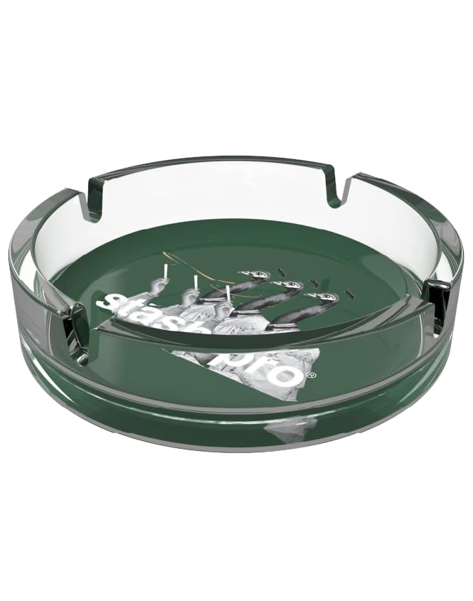 Image of Stash-Pro Premium Glass Ashtray - Heat-Resistant, Heavy-Duty Glass, Easy to Clean (Bold Green)