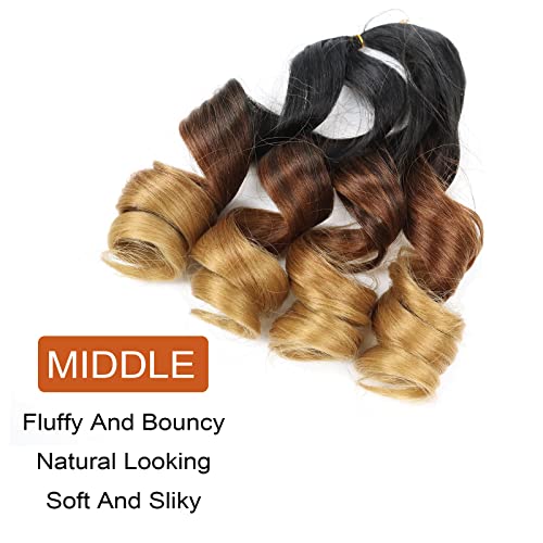 French Curly Braiding Hair Curly Braiding Hair 14 Inch 8 Packs Spanish Curly Braiding Hair For Box Braids Ombre Bouncy Braiding Hair Pre Stretched French Curl Crochet Braids Knotless Braiding Hair Extensions(14 Inch/Pack Of 8, 1B/30/27) #TOP4