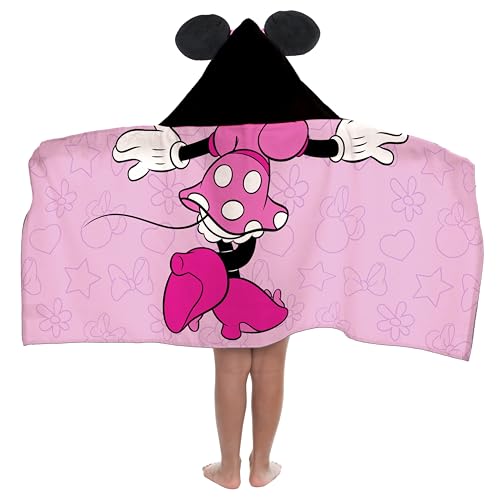 Jay Franco Kids Hooded Towel 22 x 51 Super Soft Bath Wrap with 3D Hood Heroes & Friends Beach Pool & Travel Official Licensed Multi - Minnie Mouse