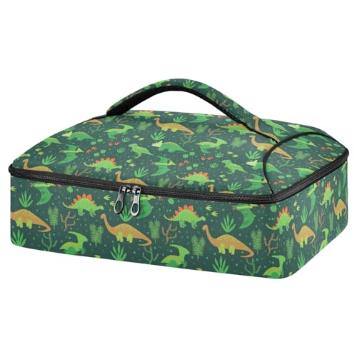 Simpatici dinosauri verdi casseruole per cibi caldi o freddi borsa termica per con coperchio per viaggi feste picnic Dinosauri Carini Verde Taglia unica