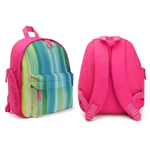 Blue And Green Backpack Small Book Bag with Side Pocket, Lightweight Durable Backpack, Travel Rucksack, Pink-style4