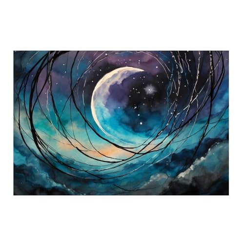 Poster lune monochrome format carre 50 x 50 cm GAEKKO sans cadre photo