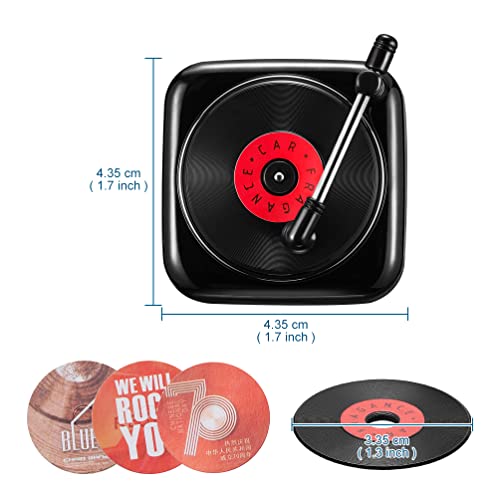 Image of Record Player Car Vent Clips Air Freshener Retro Style Album Cover Car Air Conditioning Outlet Clip Fragrance Diffuser Car Interior Decoration Accessories, Black