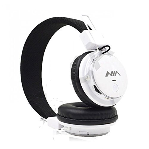 U-009 Foldable Wireless Bluetooth Earphone Headset with Microphone, Micro SD/TF Card, FM Radio,3.5mm Detachable Cable Stereo Hands-Free for Mobile Phone, Tablet, PC, Notebook, Gaming (White) Cover