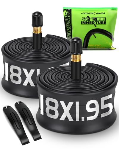 Hydencamm 2 Pack 18x1.75/2.125 Bike Tube 18x1.75 18x1.95 18x2.10 18x2.125 with 35mm Schrader Valve Butyl 18x1.95 Bike Tube with 2PCS Levers Compatible with MTB and Cruisers City Road Bikes