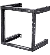 TECHTOO Wall Mount Rack 9U Adjustable Depth Open Frame 19Inch Server Equipment Rack Heavy Duty Pa...