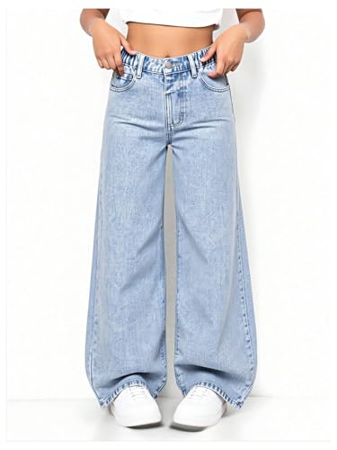 Girl's Graphic Baggy Jeans Y2k Ripped Straight Leg Denim Pants with Pockets3