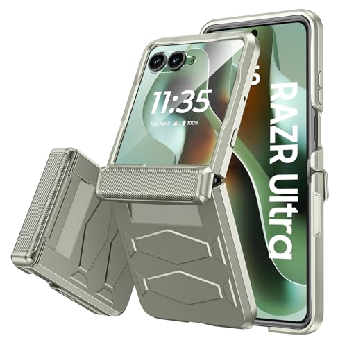 Vizvera for Motorola Razr Ultra 2026 Case with Hinge Cover,Built-in Screen Protector Shockproof All-Inclusive Cover Wireless Charging for Razr Ultra 2026/2025(Titanium)