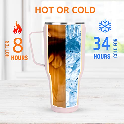 Zenbo 40 Oz Tumbler With Handle - Stainless Steel Vacuum Insulated Cup With Lid And Straw, Keeps Drinks Cold Up To 34 Hours - Sweat-Proof Body, Dishwasher Safe #TOP2