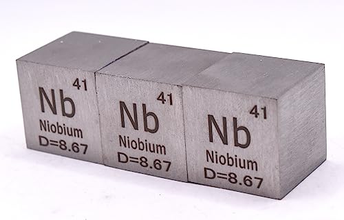 Image of 1 inch 25.4mm Niobium Metal Cube Nb up to 99.9% Pure Periodic Table Element Engraved Density Collection Science Education Display Block Cube + Acrylic Case Box - 1PC