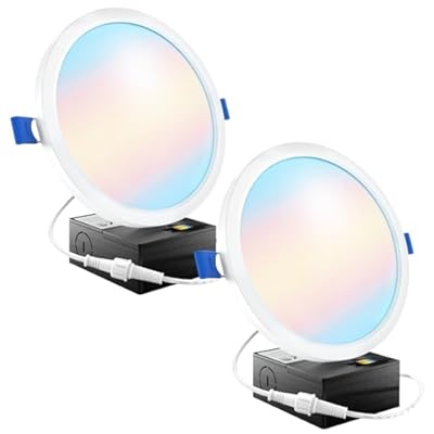 Sunco 6 Inch LED Canless Recessed Lighting, Slim Surface Mount Ceiling Light, Thin Round Flat Panel Fixture, 14W=100W, 1380 LM, Selectable CCT 2700K/3000K/4000K/5000K/6000K, Dimmable ETL 2 Pack