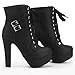 Susanny Women Autumn Round Toe Lace Up Ankle Buckle Chunky High Heel Platform Knight Black Boots 12