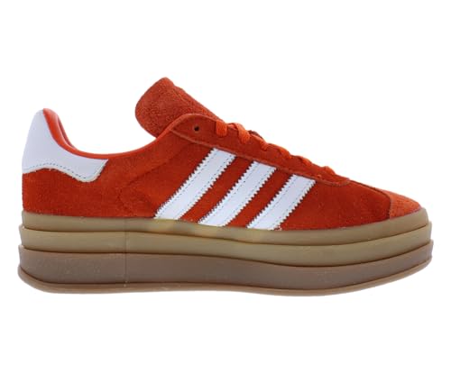 Image of adidas Gazelle Bold Suede Womens Shoes Size 11, Color: Collegiate Orange /Footwear White /Gold Metallic-Orange