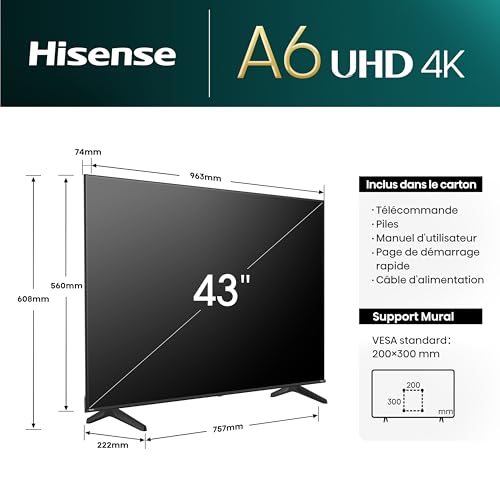 Tv Led 4k 43'' 108 Cm 43a6n Hisense - vue 8