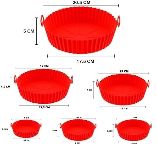 Kit 6 Formas Antiaderente Air Fryer Em Silicone Reutilizável Protetor Mirco Ondas Panela Forno Cesta