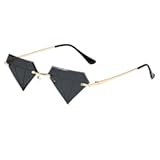 Triangle Diamond Shaped Sunglasses for Women Men Vintage Rimless Sun Glasses Retro Rave Party Halloween Eyeglasses