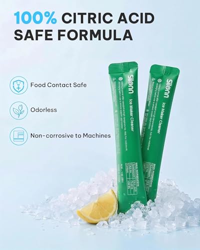 Image of Silonn Ice Maker Cleaner & Descaler | Fast Dissolving, Safe | 100% Pure Citric Acid Descaler Powder, 4 Individually Packaged Pouches, Compatible with All Ice Makers & Coffee Machines