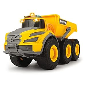 Dickie Toys – Volvo Muldenkipper – 23 cm großes Baufahrzeug mit Kippfunktion, Sound, Licht, Freilauf, Baustellenfahrzeuge für Kinder ab 3 Jahre