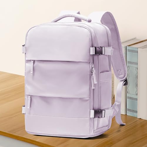Image of coowoz Large Travel Backpack For Women Men,Carry On Backpack,Hiking Backpack Waterproof Outdoor Sports Rucksack Casual Daypack Travel Essentials(Purple)