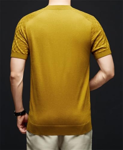 Bollrllr 2024 Winter Men's Sweater Fashion Slim Fit Knitted Pullover Sweater Short Sleeve Warm Sweater 5