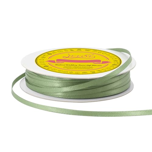 Image of Double Face Spring Moss Satin Thin Ribbon 1 /8 inch X 50 Yards Polyester Spring Moss Ribbon for Gift Wrapping Very Suitable for Weddings Party Hair Bow Invitation Decorations and More