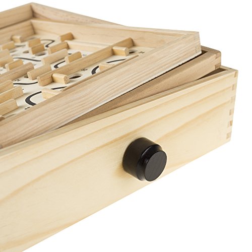 Labyrinth Wooden Maze Game With Two Steel Marbles, Puzzle Game For Adults, Boys And Girls By Hey! Play! , Tan #TOP3