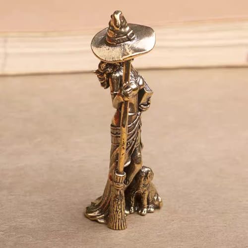 Estatua de Bruja de Latón con Gato 2.48x0.94 Pulgadas miniatura 4