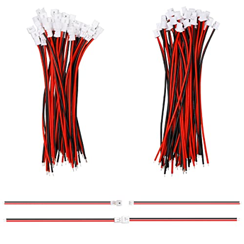 LYJEE 2 Pin Connector, 30 Pairs Mini Wire Connectors, 1.25 mm JST 2 Pin Micro Electrical Male and Female Connector Plug with 80mm Wire Cable