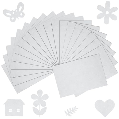 BOUBONI 20/40 Pcs Soft Felt Fabric Sheet 8 x 12 Assorted Color Felt Fabric Sheets for Crafts DIY Handcraft Sewing Squares Patchwork Nonwoven (20 White)