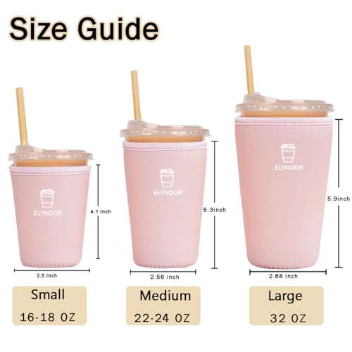 Image of Reusable Insulated Sleeve for Iced Coffee Cup, 3-Pack Coffee Neoprene Drink Sleeve for Cold & Hot Drinks, Beverage Holder for Iced Coffee (Pink Solid)