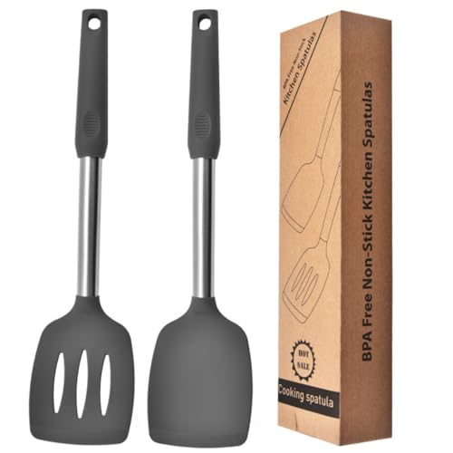 Opiniones y reviews de Paletas de cocina - los más vendidos. 47 CICINIO 2 Piezas Espátulas de Silicona Flexible Resistentes al Calor,Espátula de Silicona Para Utensilios de Cocina,Espátulas de Cocina ranuradas para voltear huevos, panqueques...