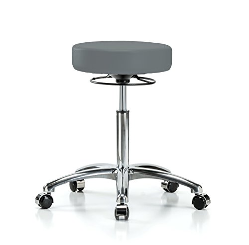 Image of Perch Chrome 360 Degree Height Adjustable Swivel Stool | Medium Bench Height 20.5-28 inch | Cinder Fabric