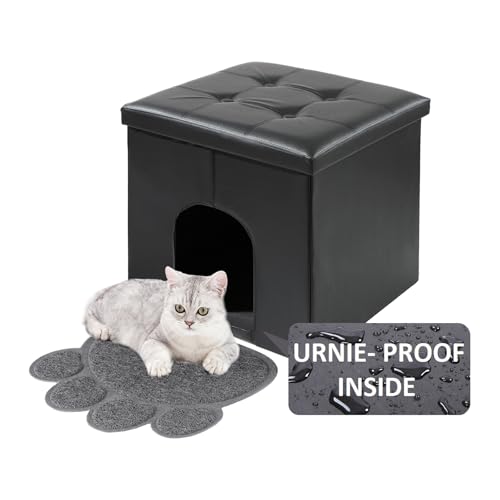 MEEXPAWS Cat Litter Box Enclosure Bench (Black) 19.7"