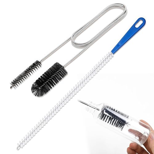 Daryunk Drain Unblocker Tools, Drain Cleaner Spiral, Flexible 61 inch Stainless Steel Double Head Pipe Cleaning Brushs and 17.7 inch Sink Brush, for Bathroom, Kitchen & More
