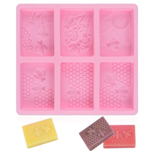 SJ 3D Bee Silicone Molds, Honeycomb Molds for Soaps