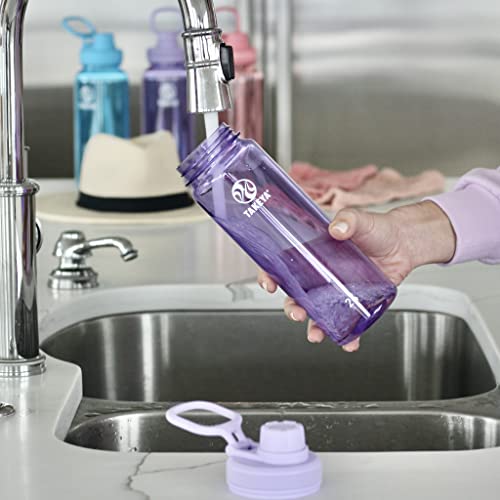 Takeya Tritan Sport Water Bottle with Spout Lid - BPA-Free & Dishwasher-Safe Water Bottle - Reusable Bottle with Lid Handle - Simple Leak-Proof Water Bottle - 24 oz, Vivacity Purple
