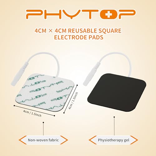Tens Elektroden Pads 40x40mm 16 Stücke, TENS EMS ELEKTRODEN für TENS-Geräte & EMS-Trainer 2mm-Pin-Anschluss, selbstklebende Ersatzpads für die Elektrotherapie