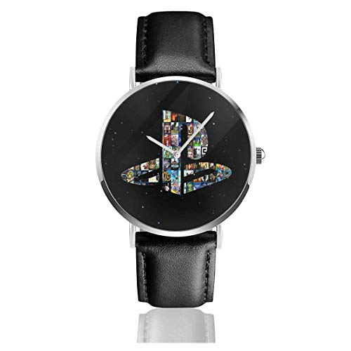 Armbanduhr Analog Quarz Ultra Dünn Business PU Leder Armband Uhren PS4 Playstation