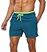 SILKWORLD Mens Swim Shorts Fashion Beach Surfing Swimwear with Mesh Lining,Fluorescent Green & Turquoise,X-Small