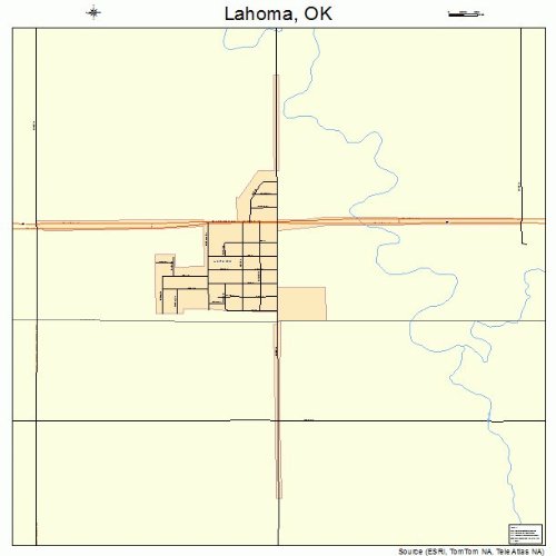 Large Street & Road Map of Lahoma, Oklahoma OK Printed poster size wall atlas of your home