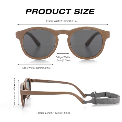 Baby First Sunglasses with Strap Round Flexible UV400 Polarized Infant Sunglasses for Ages 0-24 Months4
