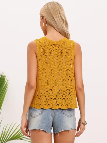 Image of Allegra K Women's Floral Crochet Hollow Out Sleeveless Open Front Boho Vest Cardigan