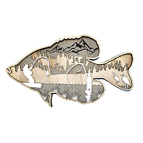 Poisson en bois sculpté déco murale saumon suspendu pour bar et salon rustique