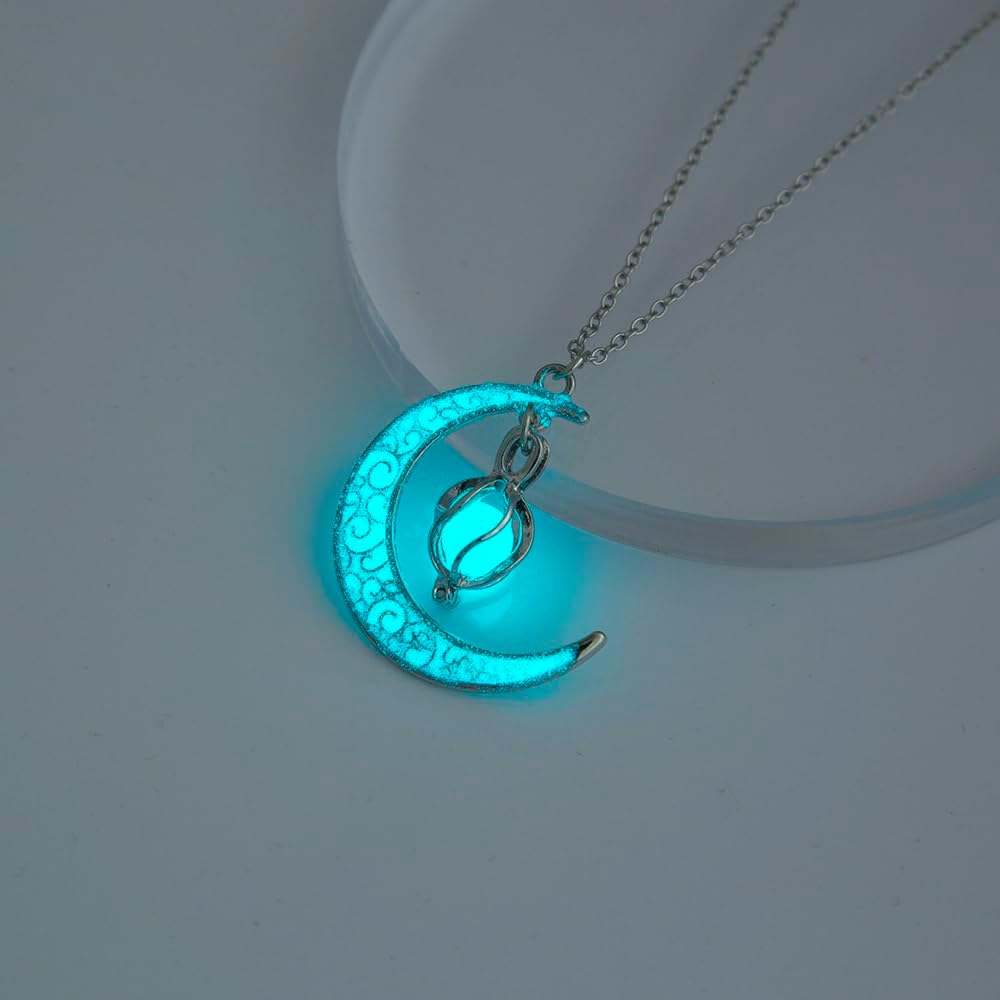 Fantasy Glow in the Dark Crescent Moon Necklaces - Jewelry Charms Pendants for Women - Fairy, witches, Space Necklace - Image 2