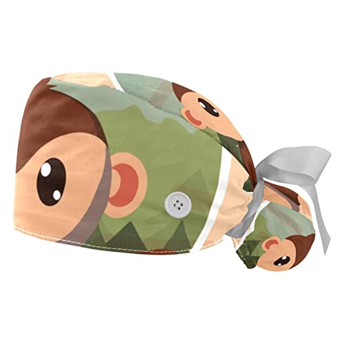 Chapeaux bouffants singe pour le travail réglables lot de 2