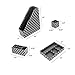 Blu Monaco Black White Stripes Desk Organizers and Accessories - 4 Piece Desktop Cubicle Decor Set - Letter - Mail Office Supplies Organizer, Paper - Document Tray, Pen Cup, Magazine File Holder
