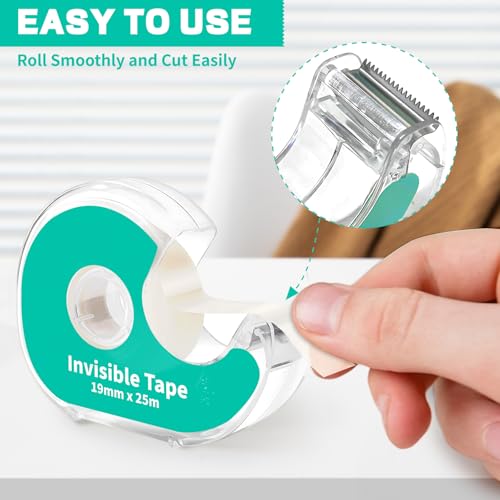Image of Invisible Clear Tape Bulk with Dispenser,12 Pack Transparent Tapes Frosted Writable, Bulk Tape Rolls 7 /10 X 1000 Inches School Home Office Supplies for Gift Paper Wrapping, Art Craft, Labeling