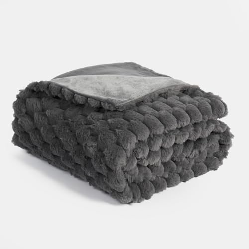 OHS Faux Fur Waffle Throw Blanket, Thick Throws for the Sofa Winter Warm Blanket Ultra Soft Cosy Warm Sofa Throw Blankets for Bedroom Living Room, 125 x 150cm - Charcoal - Cosy Home Interiors OHS Faux Fur Waffle Throw Blanket, Thick Throws for the Sofa Winter Warm Blanket Ultra Soft Cosy Warm Sofa Throw Blankets for Bedroom Living Room, 125 x 150cm - Charcoal - Image 8