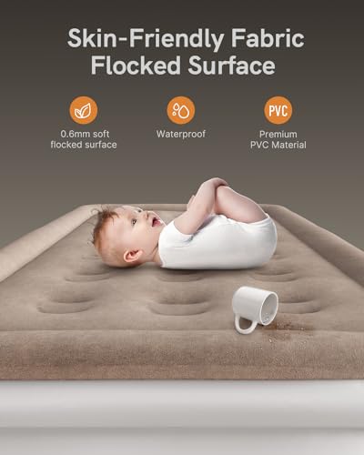 Image of NatraCalm Twin Air Mattress with Built in Pump Raised, Blow up Mattress for Guest Home Camping, Inflatable Mattress Twin Size in 2 Mins Self Inflation, Compact Portable Air Bed, colchones inflables