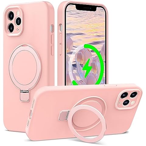 PIXIU Magnetic Case for iPhone 11 Pro Max 6.5 inch Compatible with MagSafe,Soft Liquid Silicone Shockproof Phone Case with Microfiber Lining Built-in Invisible Stand,Strong Magnet Cover
